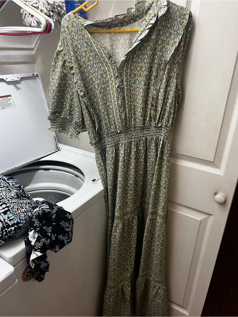 Max Studio Green and Orange Floral Print Dress